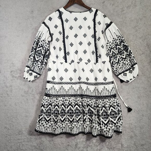 Anthropologie Womens Boho Embroidered Geometric Pattern Mini Shirt Dress - Picture 2 of 9